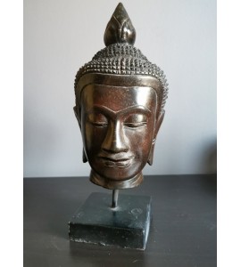 Buste de Bouddha kmer marron