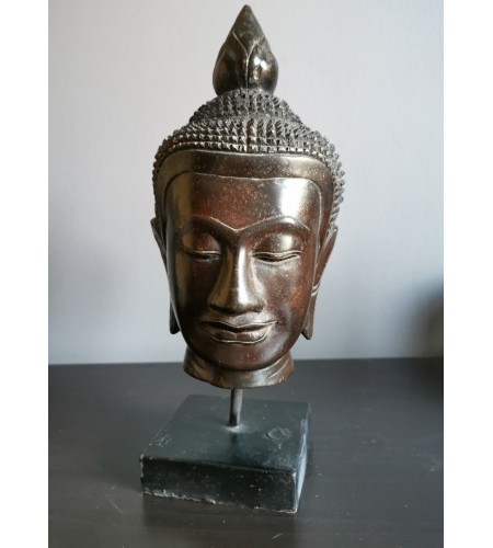 Buste de Bouddha kmer marron