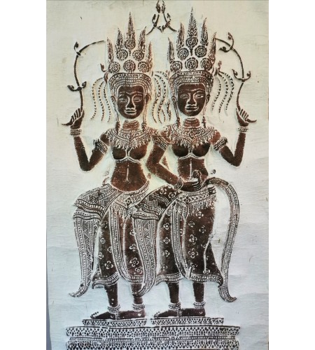 Poster de deux Apsaras en papier relief
